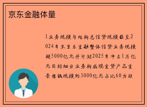 京东金融体量